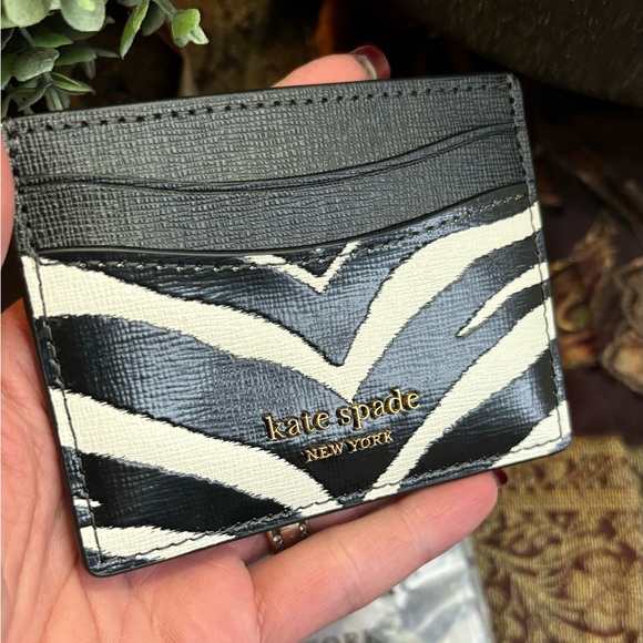Authentic KATE SPADE Saffiano leather slim zebra stripes card case - Picture 4 of 9